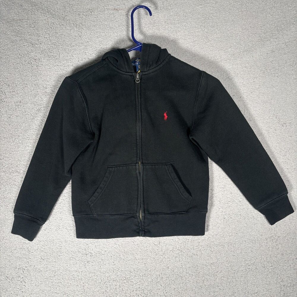 Polo Ralph‎ Lauren Hoodie Boys Size 8/S Black Red Pony